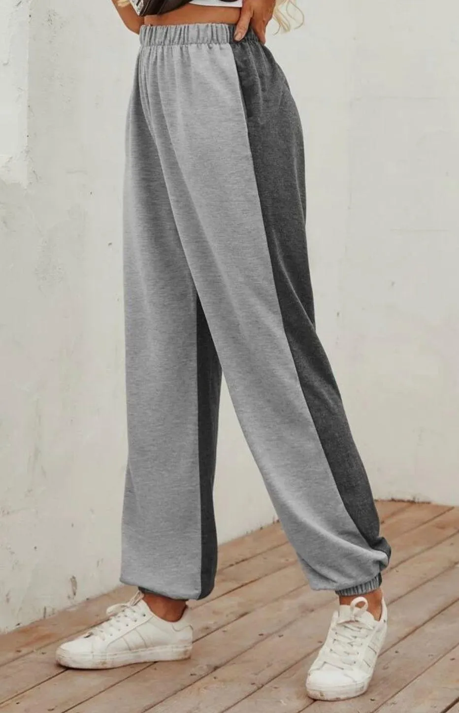 Two-Toned Elastic Waist Sweatpants - Image 2