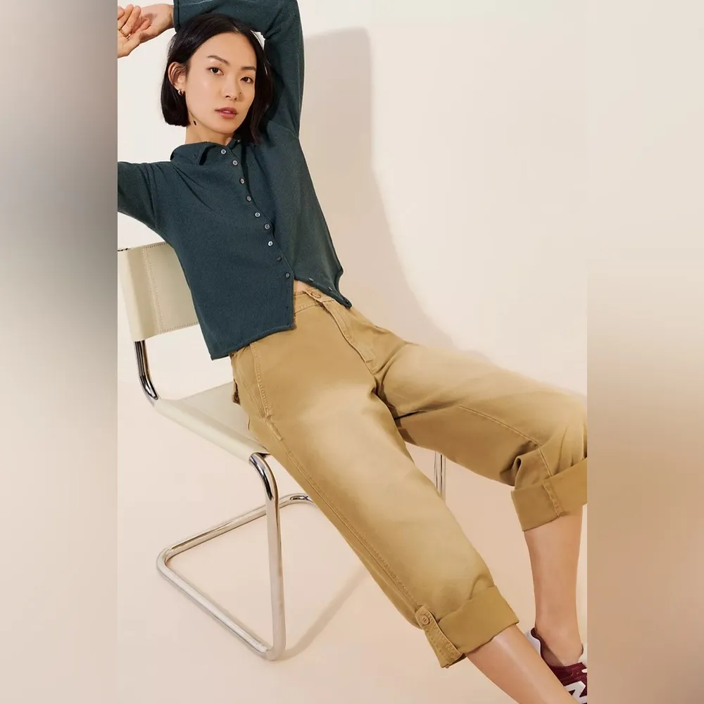 NWT Free People Cleo Washed Antelope Chino Pants Denim Straight Leg Pants Size 8 - Image 3