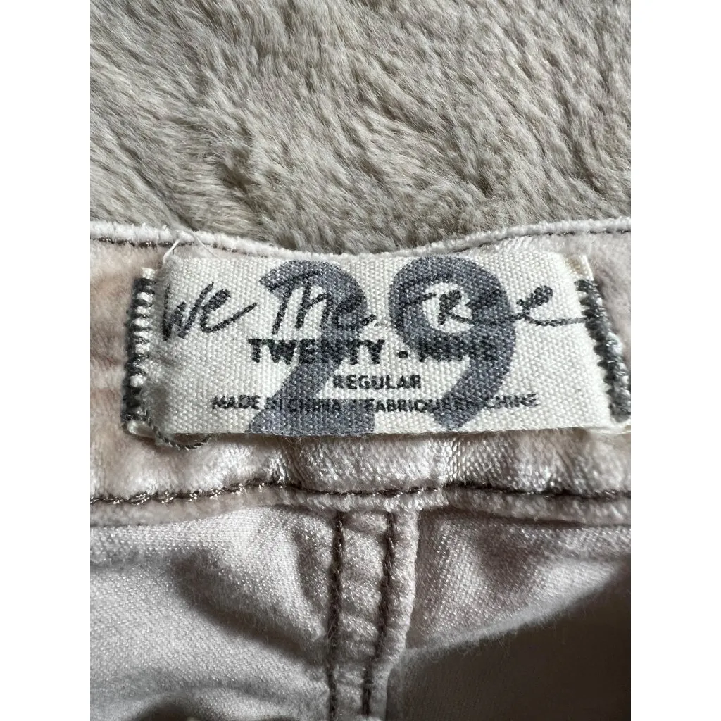 We The Free By Free People Beige Velvet-Like Pants W/ Pockets & Double Button Wa - Image 7