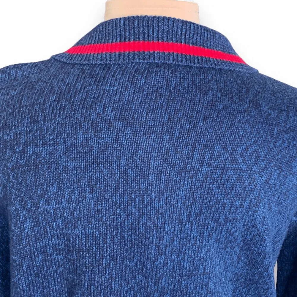 Vintage Y2K Patriotic Zip Cardigan Sweater Large Blue Red Stars Stripes USA Flag - Image 6