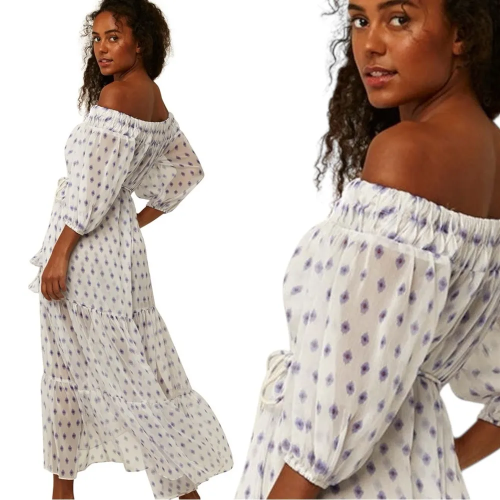 Misa Bohemian Artemis Belted Chiffon Maxi Dress in White Evil Eye Size XS NWT - Image 9