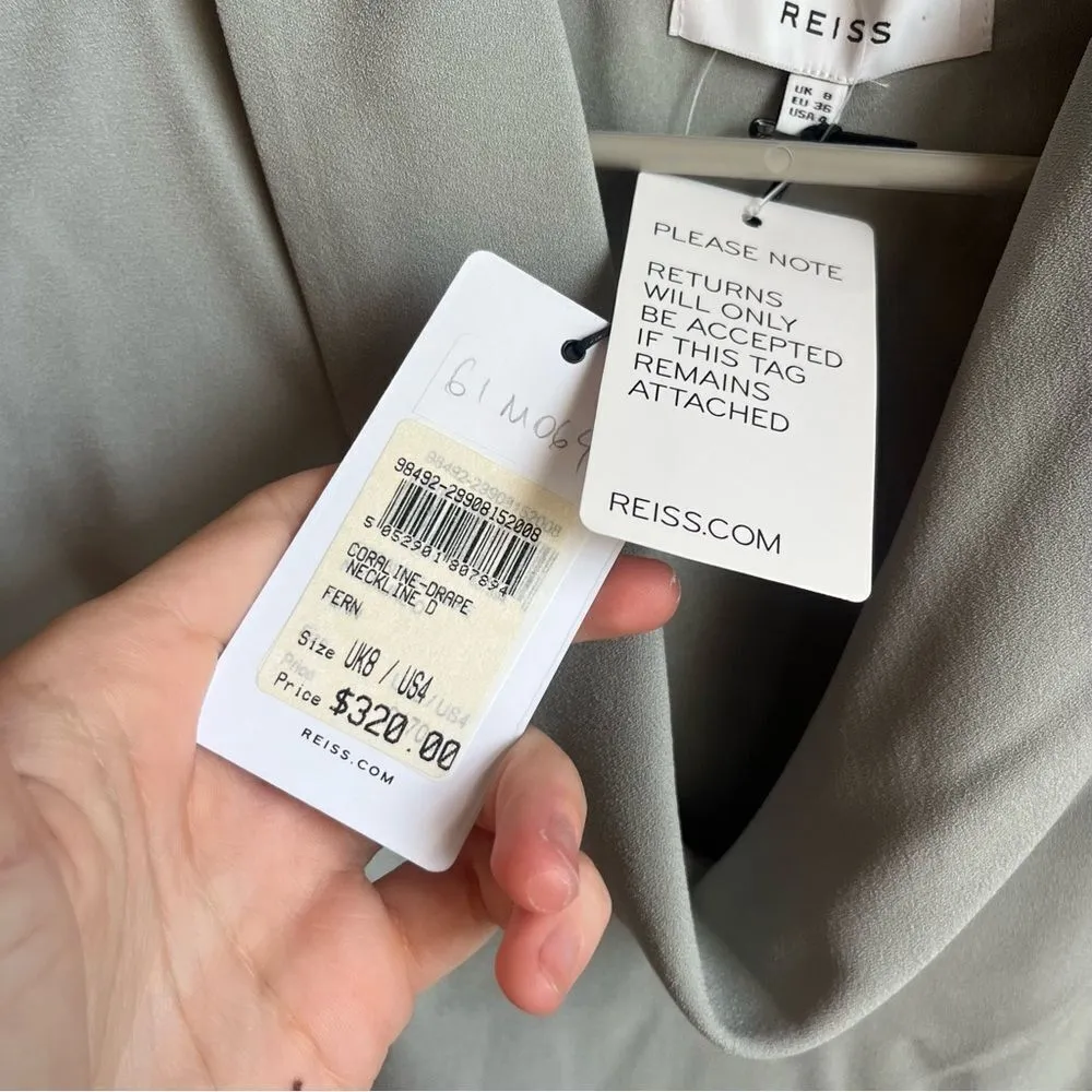 Reiss Coraline Drape Neck Dress in Fern - Image 10