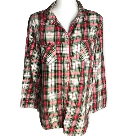 Victoria’s Secret Plaid Button Down Bell Sleeve Pajama Top - Image 20