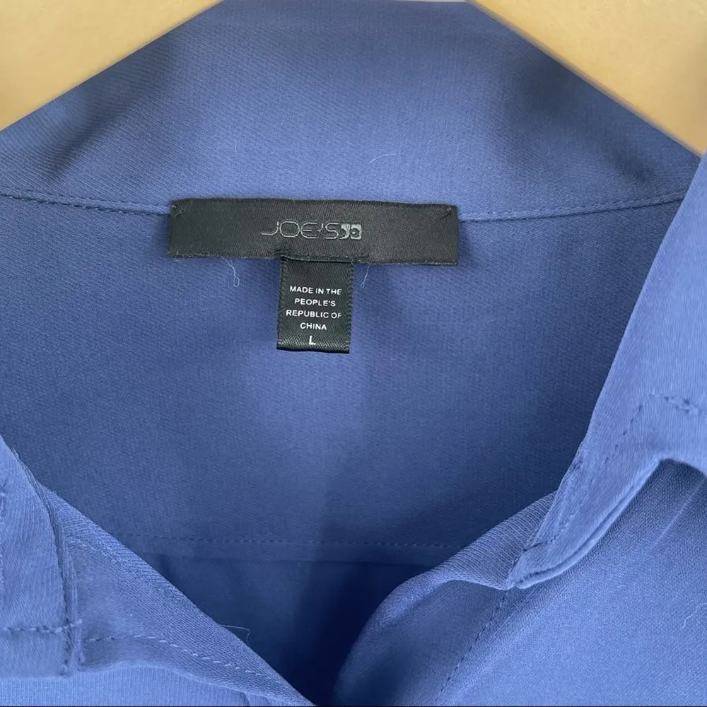 JOES JEANS Button Down Blouse Semi Sheer Top Gold Buttons Long Sleeve SZ Large - Image 4