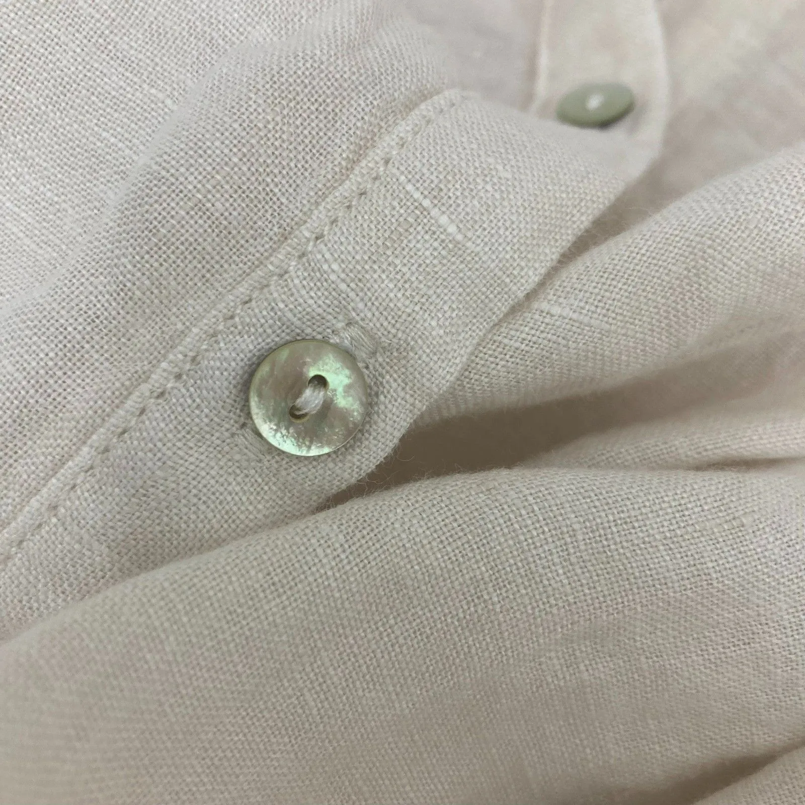 Tahari 100% Linen Button Tunic 1X Oatmeal Beige - Image 9