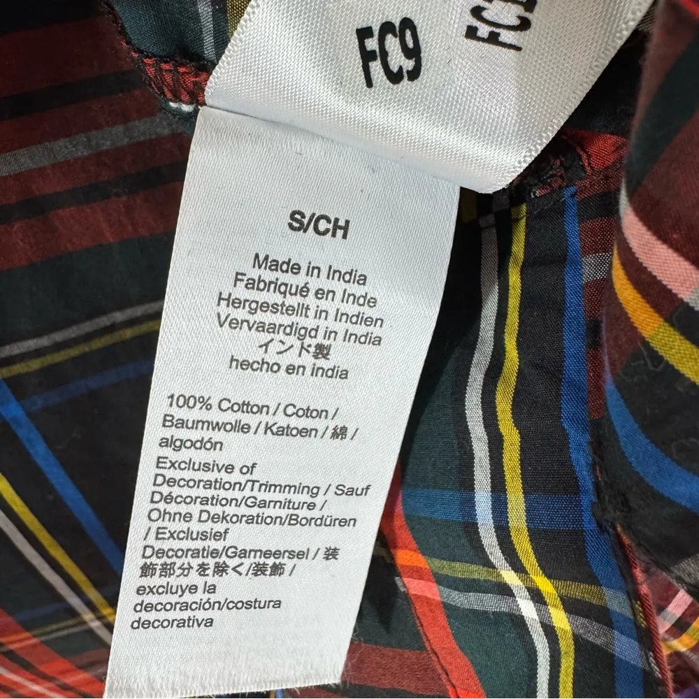 J. Crew Velvet Trimmed V neck Cotton Tunic in Black Stewart Tartan Plaid Size S - Image 10