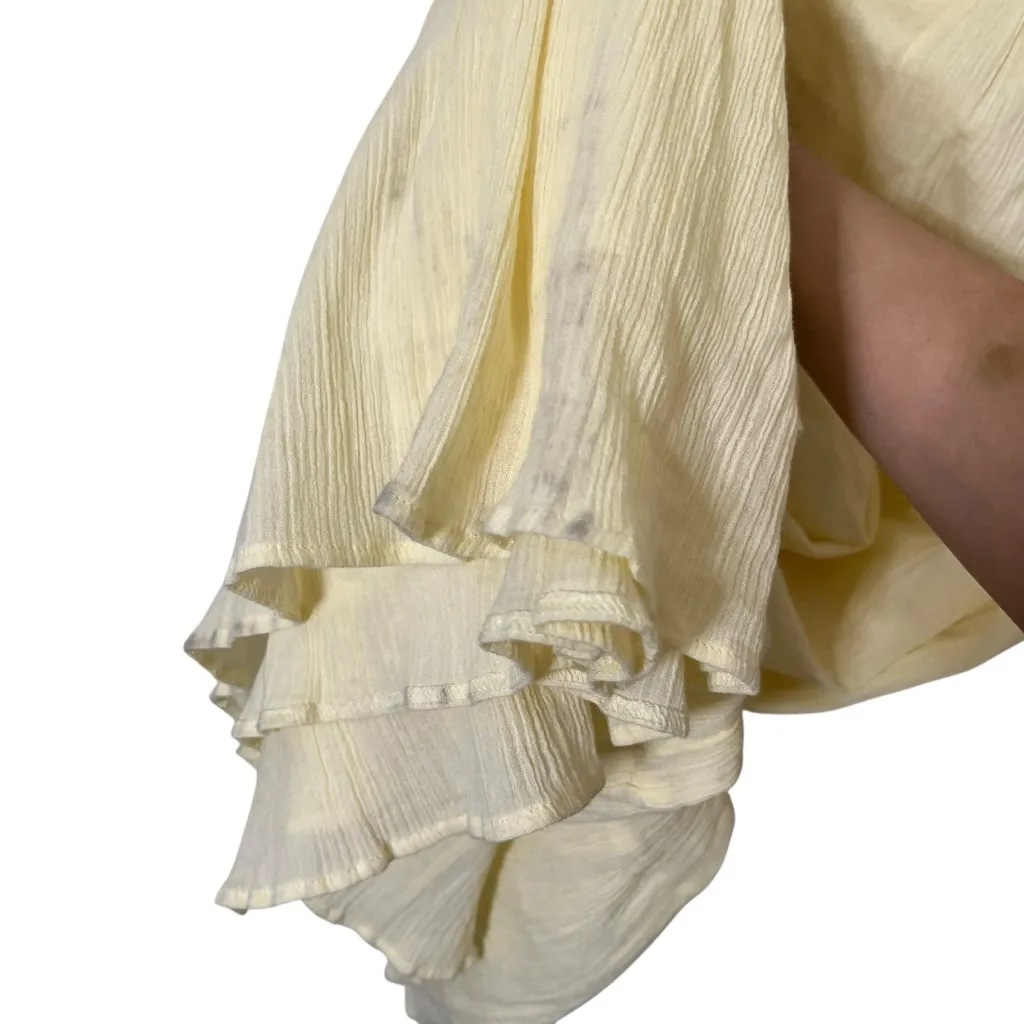 ba&sh Noah Midi Dress Women’s Size Small Yellow Cotton Gauze Ruffle Shirred - Image 12