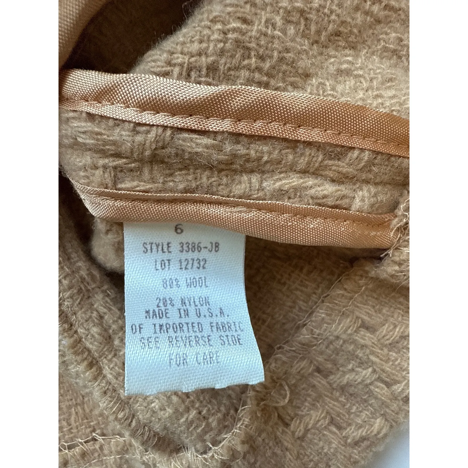 Donna Degnan Camel/Tan Basketweave Wool Blazer Size 6 Tan - Image 6