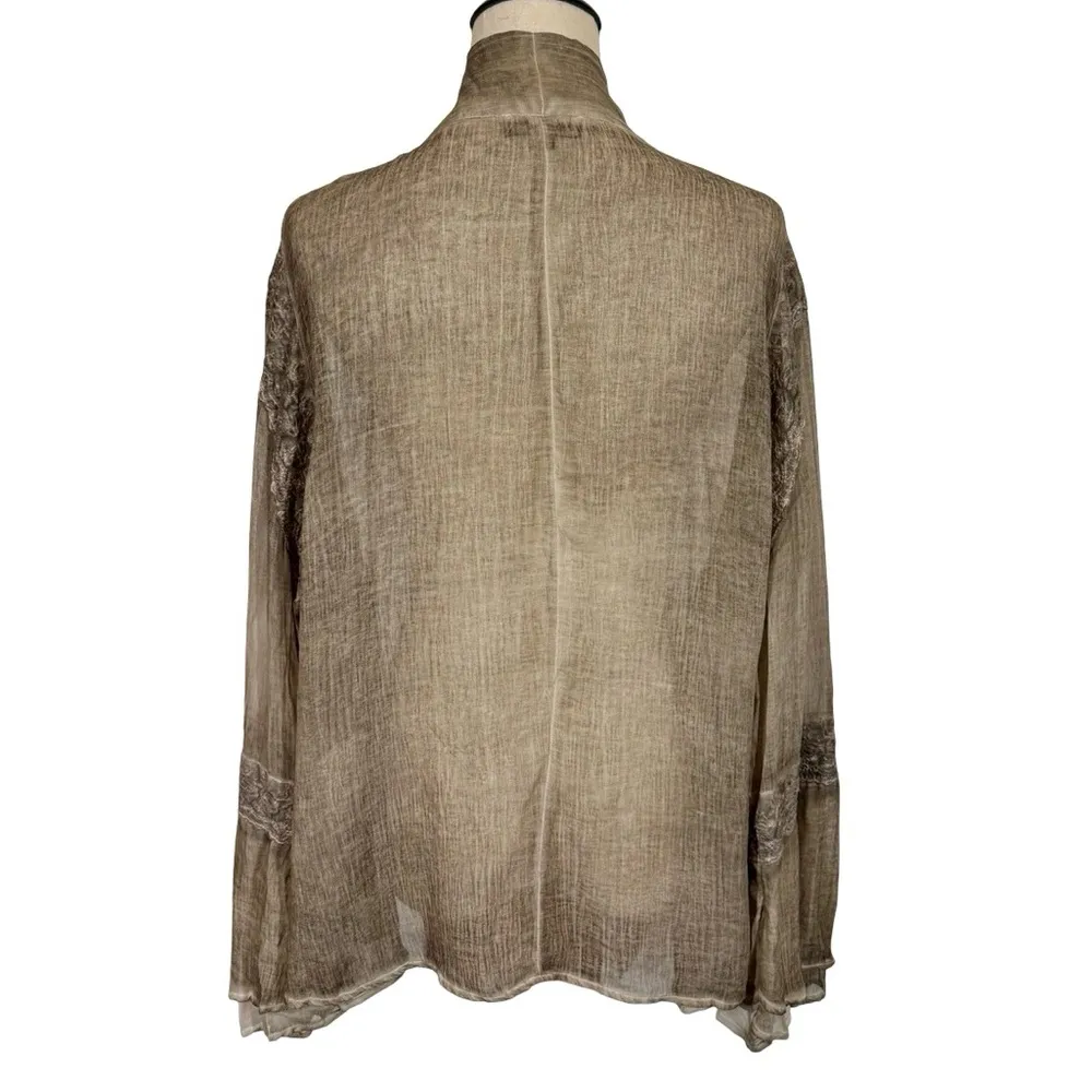 Sundance YAUVAN Sheer Gauze Embroidered Waterfall Cardigan Cover Up - Image 5