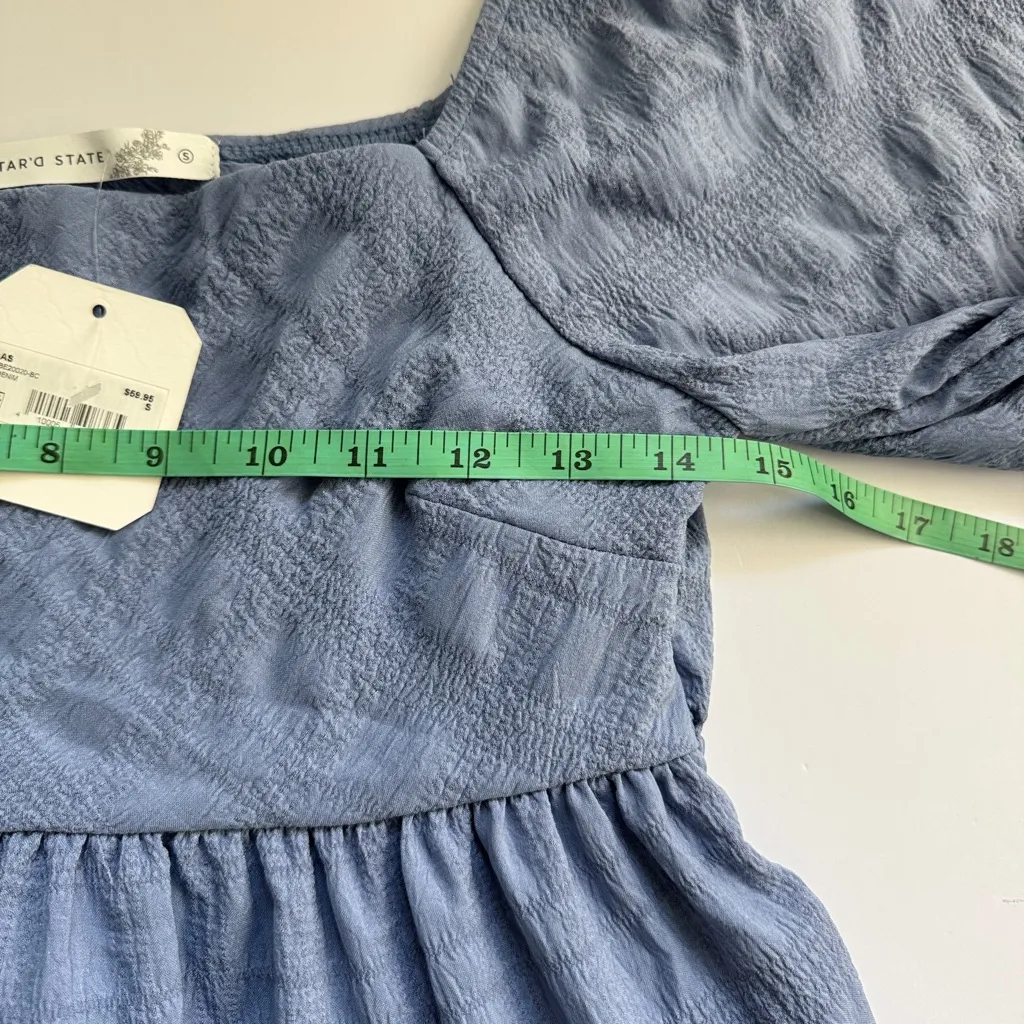 Altar'd State Blue Meadow Tiered Peplum Blouse Size Small NWT - Image 5