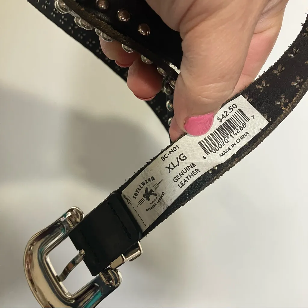 Idyllwind‎ black studded leather double buckle belt women’s size XL western - Image 4