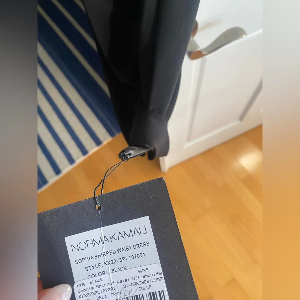 NWT Norma Kamali Black Shirred Sophia Midi Dress - Image 10