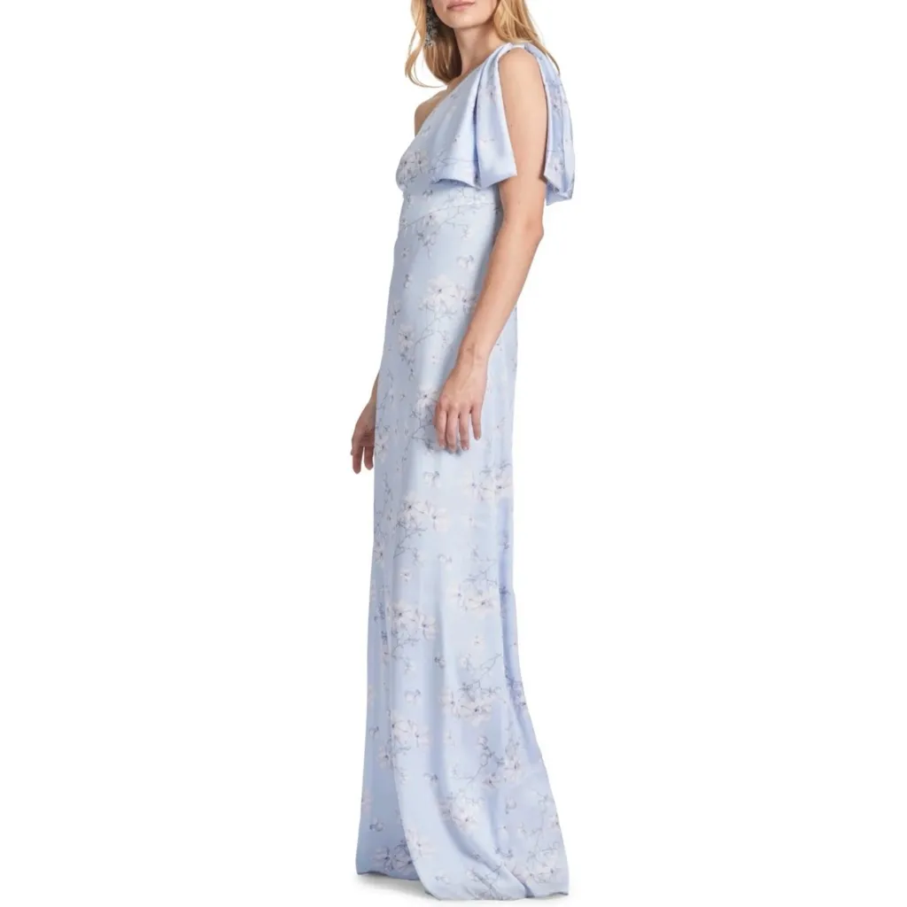 Sachin + Babi One-Shoulder Light Blue wildflowers gown Dress NEW - Image 2