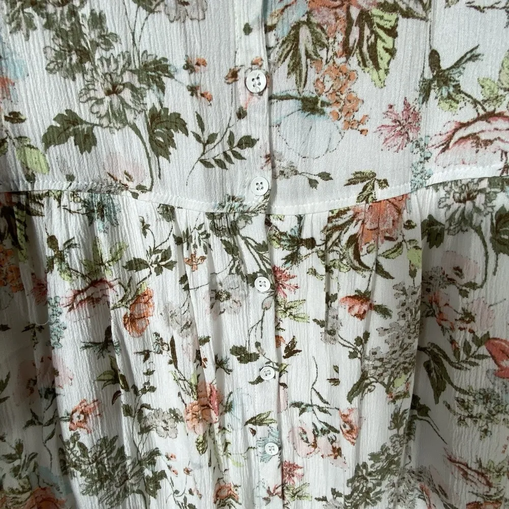 Frye Floral Maxi Dress L Sleeveless Button Romantic Cottagecore Country Peasant - Image 6