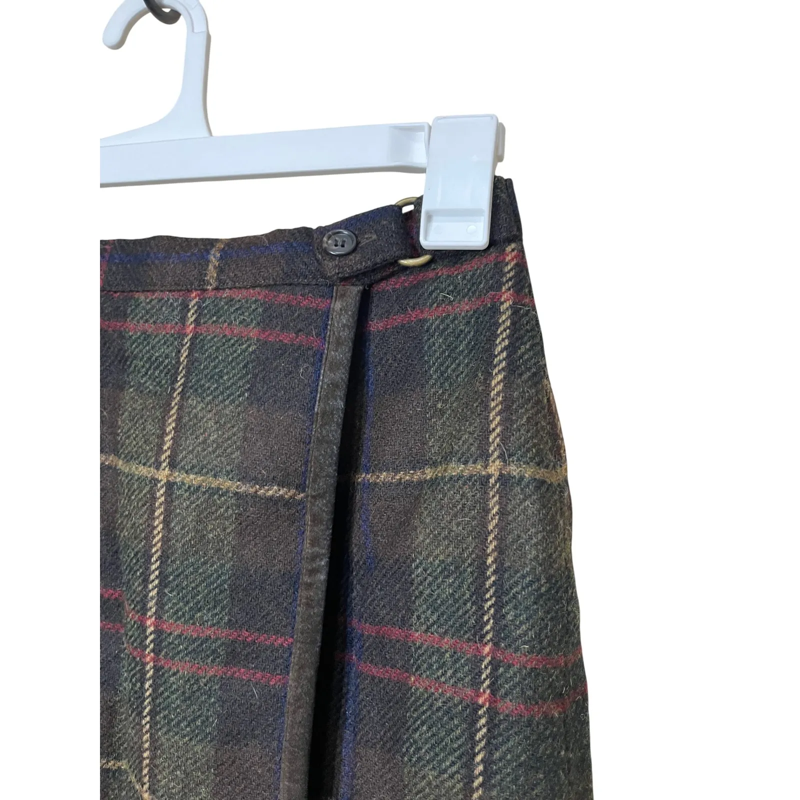 Vintage Harold's Wool Plaid Wrap Skirt Size 12 Brown‎ Green Red Blue Academia Brown - Image 4