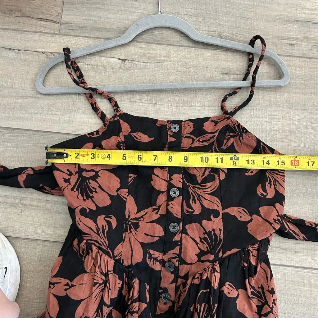 Free People The Perfect Sundress Black Brown Floral Button Down Midi Dress Small - Image 9