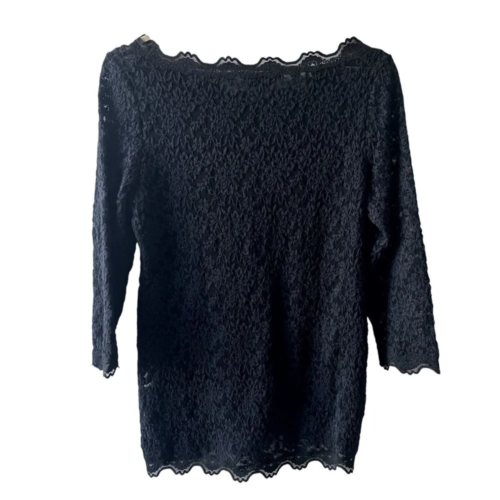 Paul & Joe Paris Black Lace Top Size 4 Long Sheer Mesh see through sexy elegant - Image 2