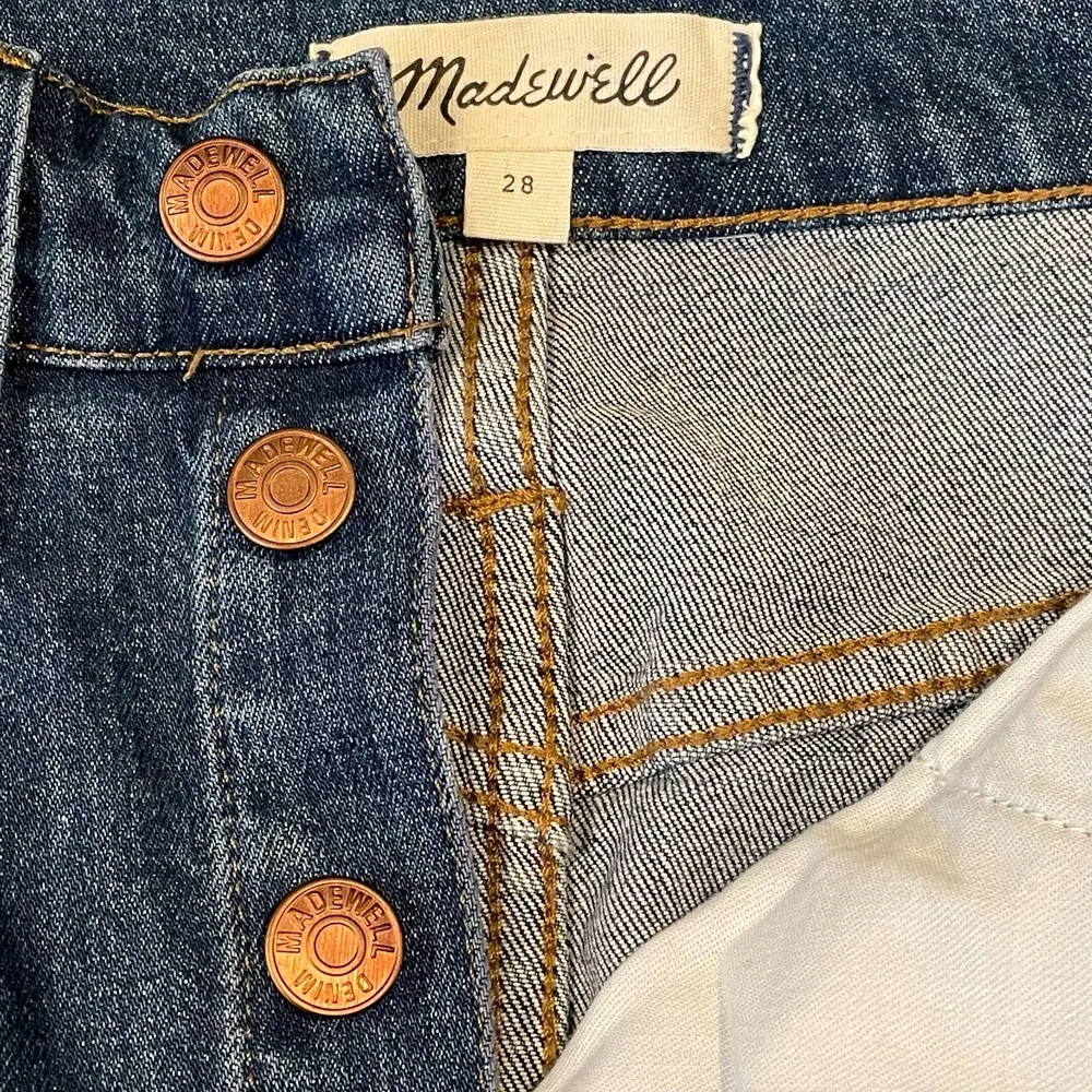 Madewell Button Front Denim Skirt size 28 Blue Straight Mini - Image 6