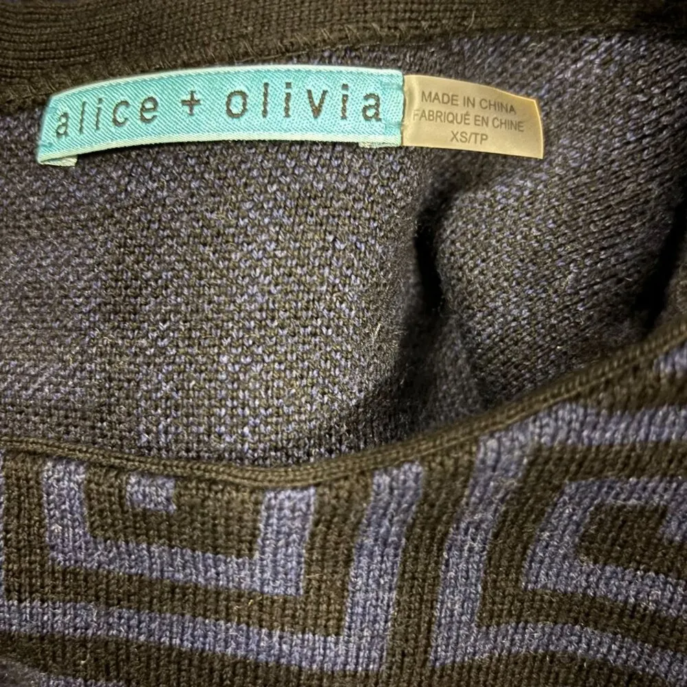 Alice+Olivia Womens Nadia Greek Key Geometric Merino Wool Sweater Dress Size XS - Image 6