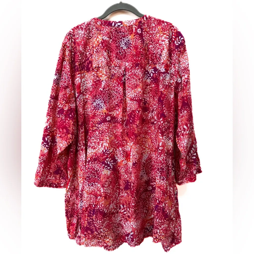 Catherine's Top Women's Size 2x 100% Cotton Lightweight Orange Red Button - Image 3