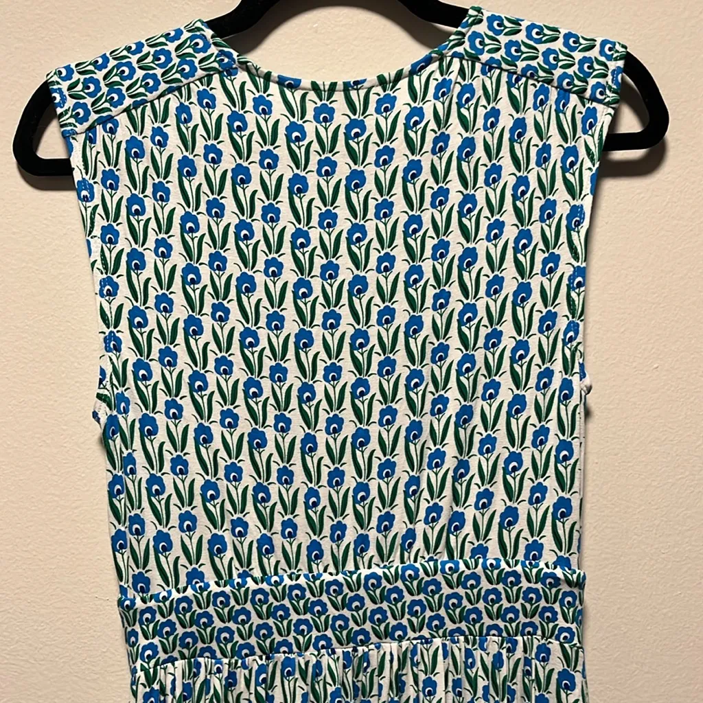 BODEN Thea Sleeveless Floral Midi Dress, Green Tambourine/Daisies, Size 2 Blue - Image 11