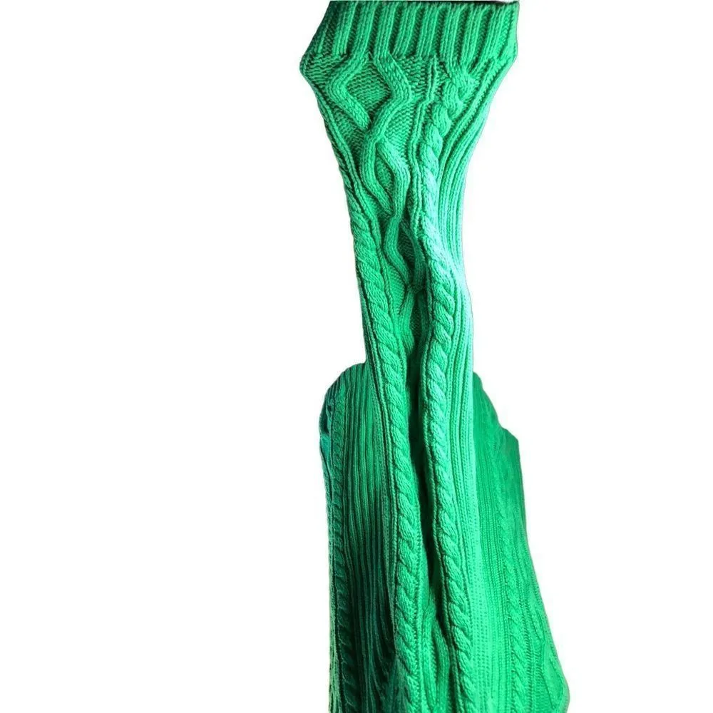 Cable knit Chaps vintage green cable knit 3/4 gold zip cotton mock turtleneck sw - Image 5