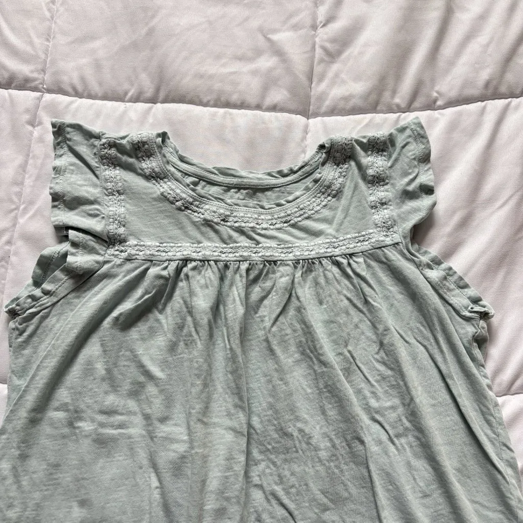 Lucky Brand Womens Size Medium Shirt Top Blouse Blue Short Sleeve 100% Cotton - Image 2