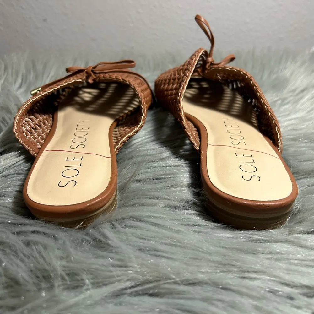 Sole Society Beylane Flat (Women) Woven Tan Mules Size 7M - Image 6