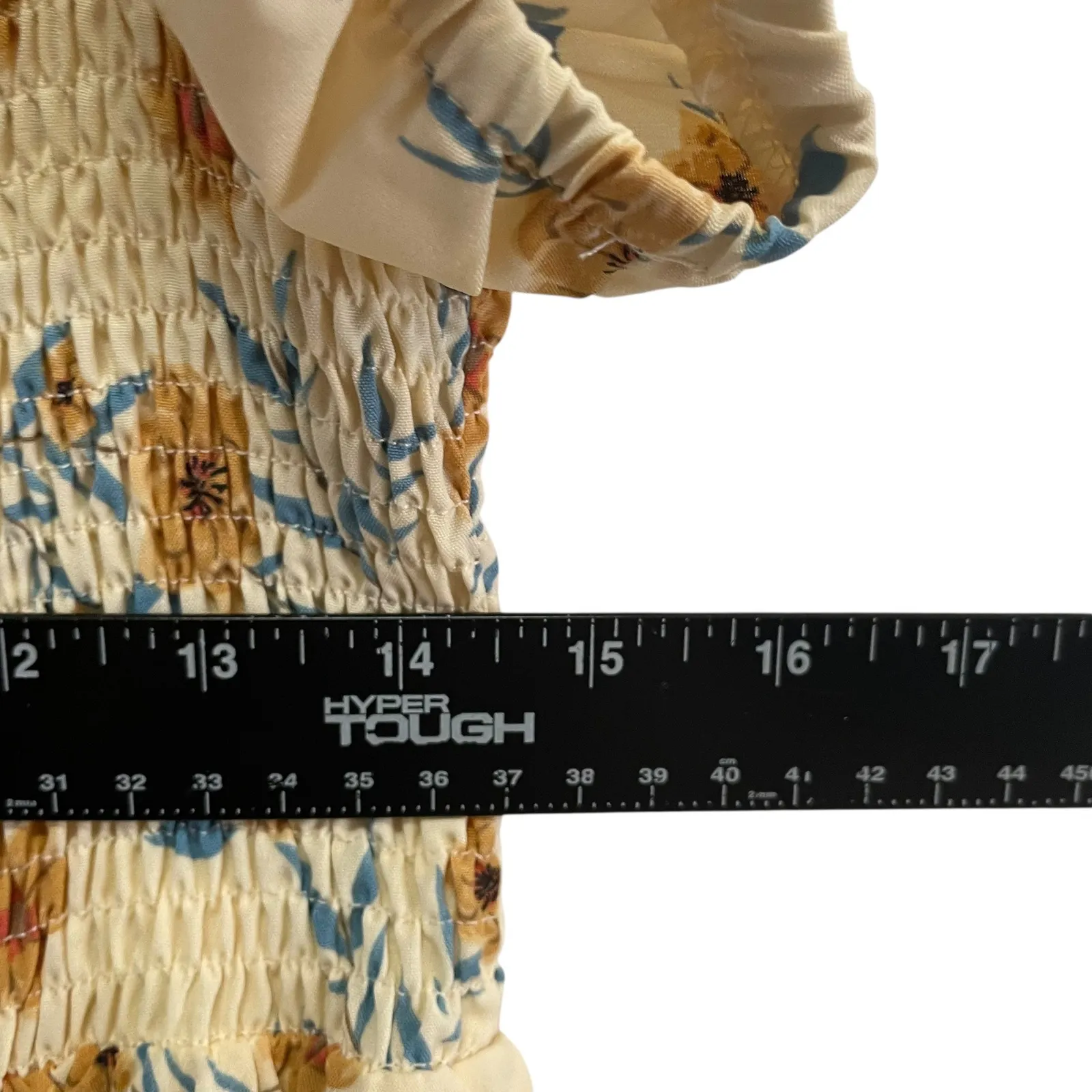 Shein Curve Floral Smocked Dress‎ Ruffle Hem Off Shoulder Casual 0XL - Image 4