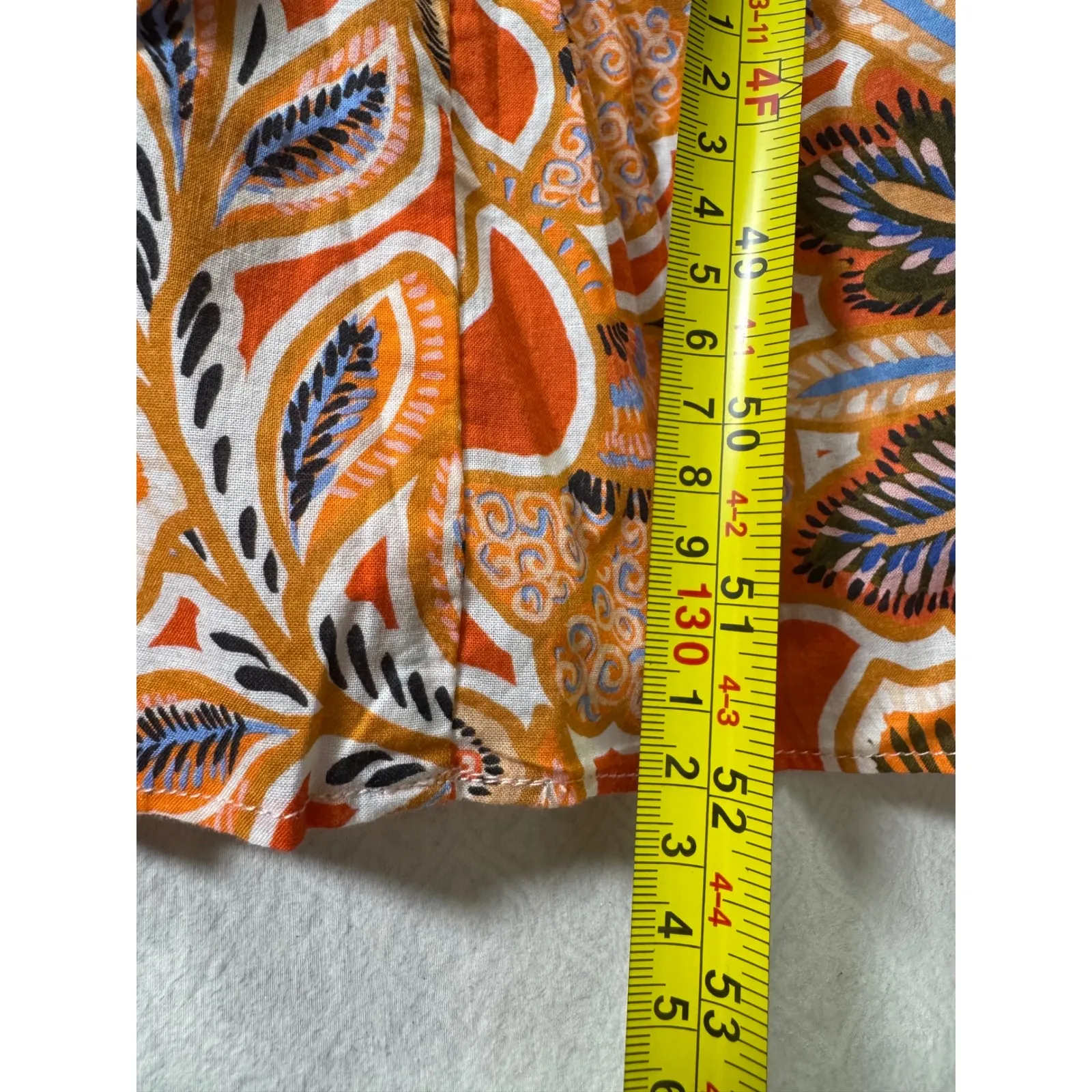 MISA Los Angeles Orange Floral Print Ruffle Tiered Midi Dress Size Small - Image 8