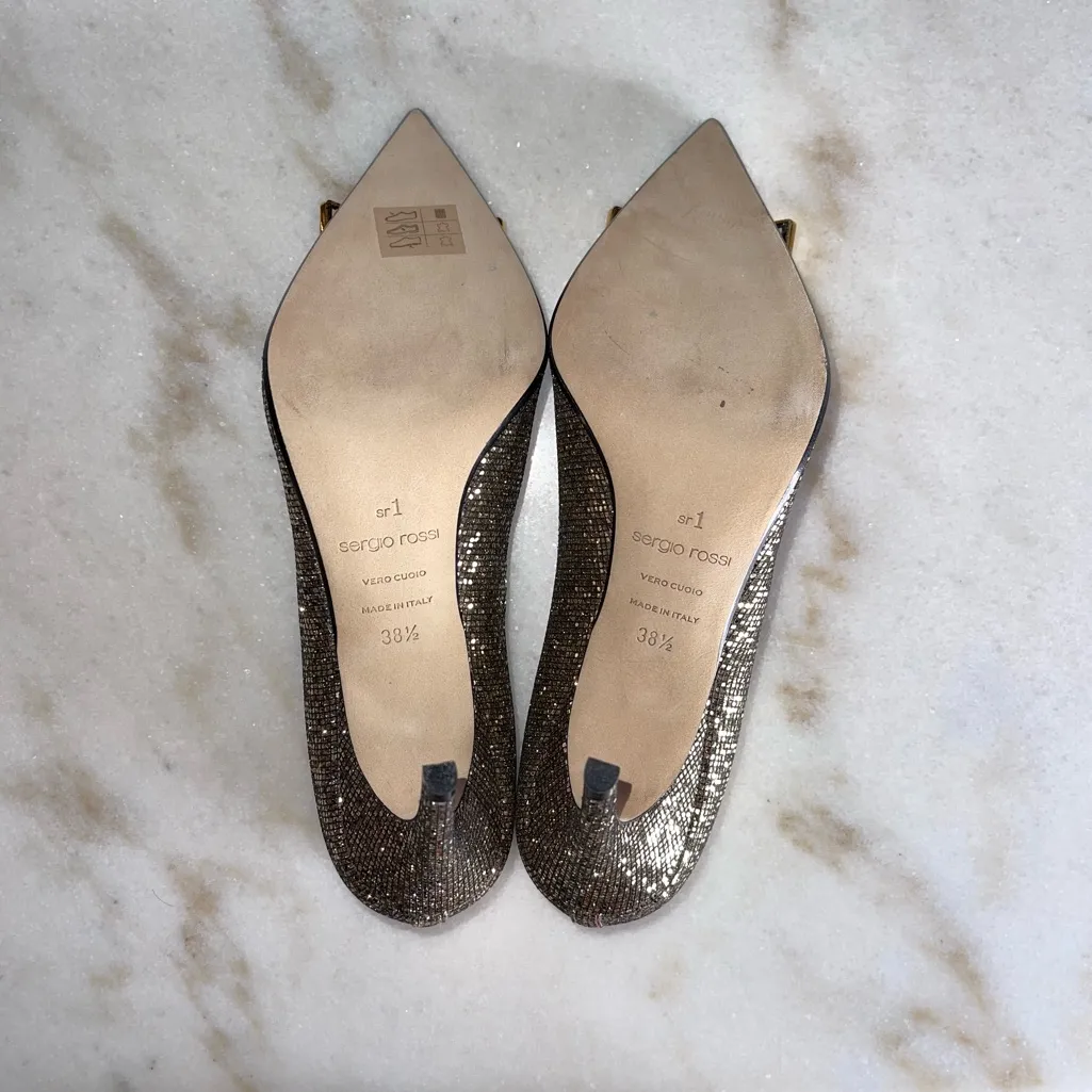Sergio Rossi SR1 Glitter Pointed Toe Pump - Image 12