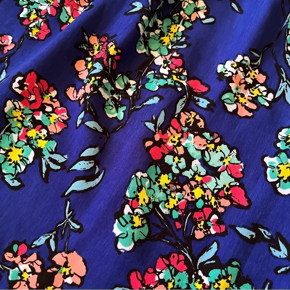 Merona lapis blue multicolor floral print ruffle sun dress with detachable sash - Image 4