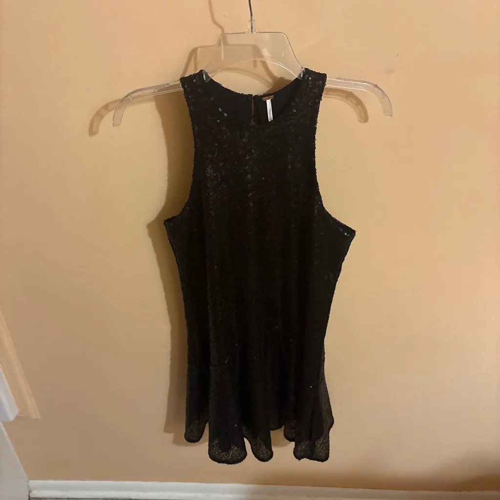 Free People Liquid Shine Black Sequin Mini Dress - Image 4
