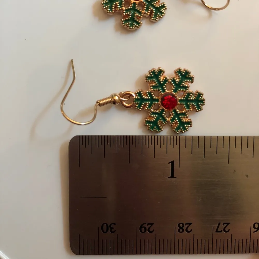 Christmas snowflake dangle hook earrings colorful - Image 3