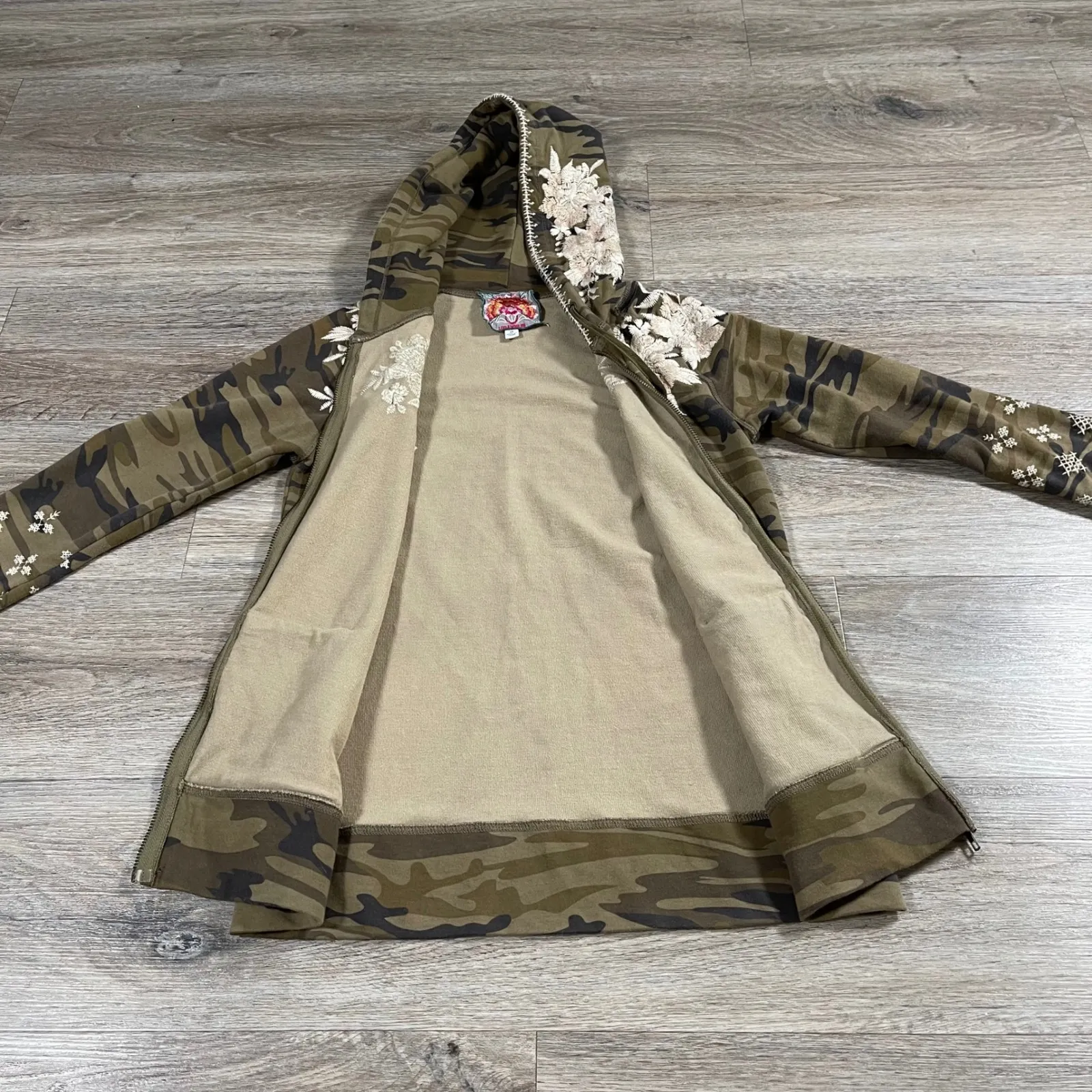 Johnny Was Women's Jacket Full Zip Camo Embroidered Cottagecore XS Brown‎ - Image 7