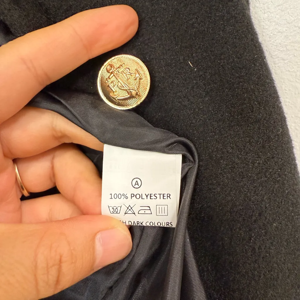 Elegant Black and White Houndstooth Midi Coat Size M - Image 10