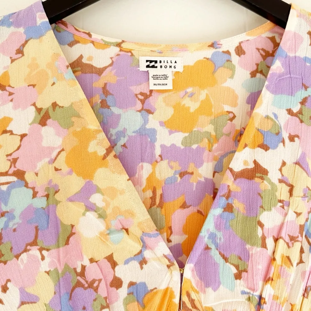 NWT BILLABONG Your Fav Puff Sleeve Floral Mini Dress X-Small - Image 8