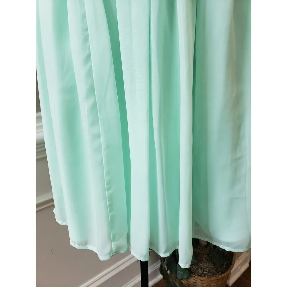 Tevolio Prom Bridesmaid Dress Women 4 Aqua Chiffon Strapless Sweetheart Back Zip Green - Image 9