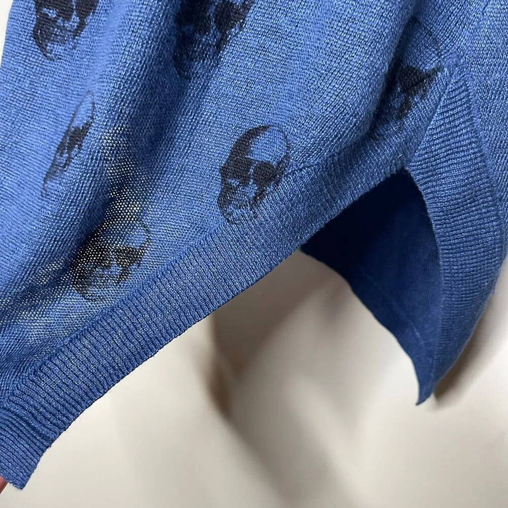 Skull Cashmere blue asymmetrical tank blouse 100% linen sz XS - Image 5