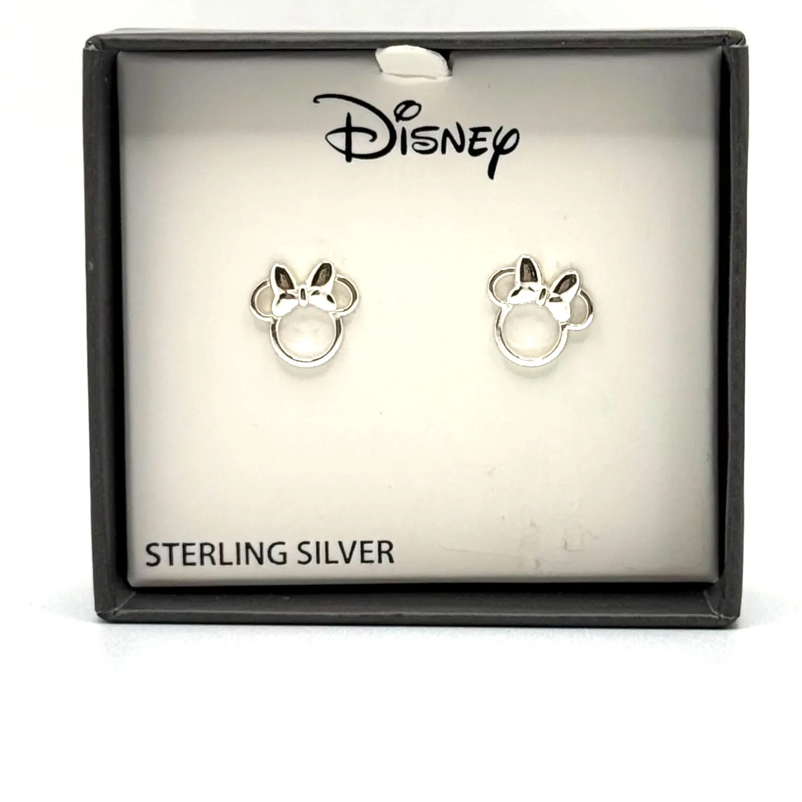 NEW Sterling Silver Minnie Mouse Silhouette Surgical Steel Back Earrings - Image 2