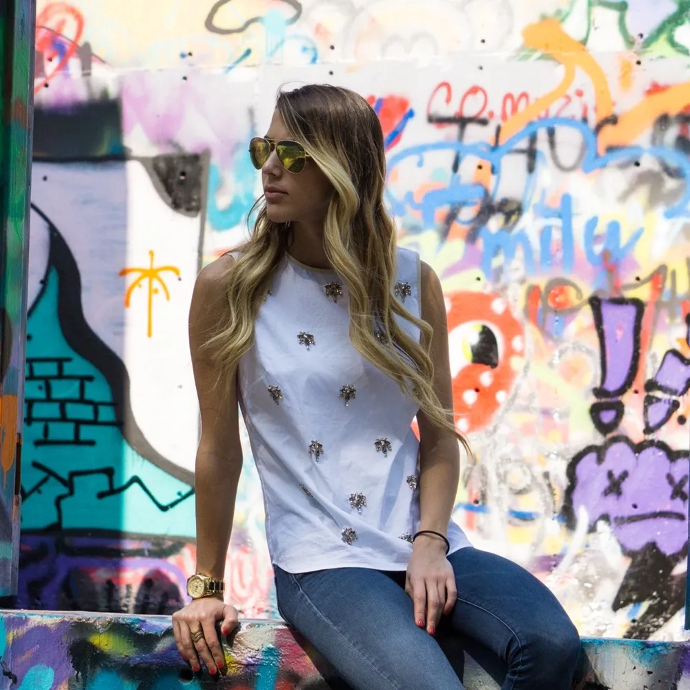 J.Crew Jeweled White/Cream Blouse - Image 4