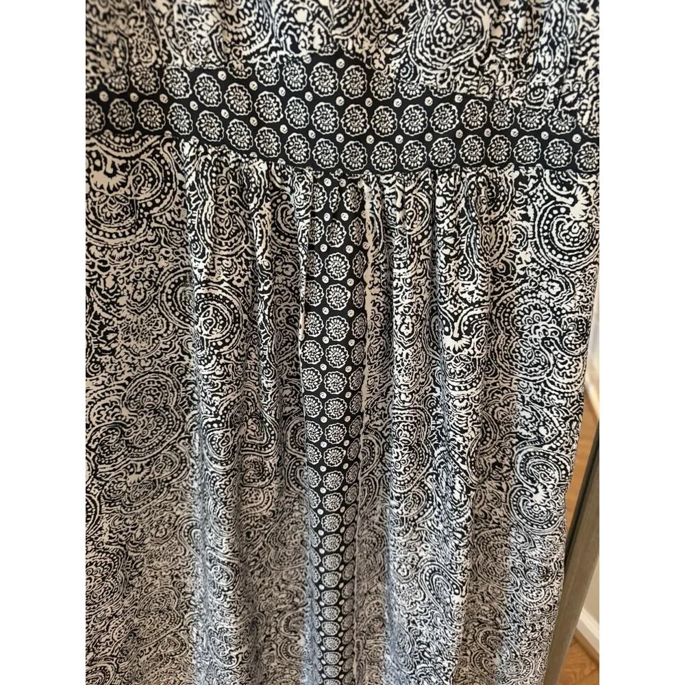 Loft Ann Taylor Women's Vine Print Cami Sun Dress Black Size 16 - Image 4