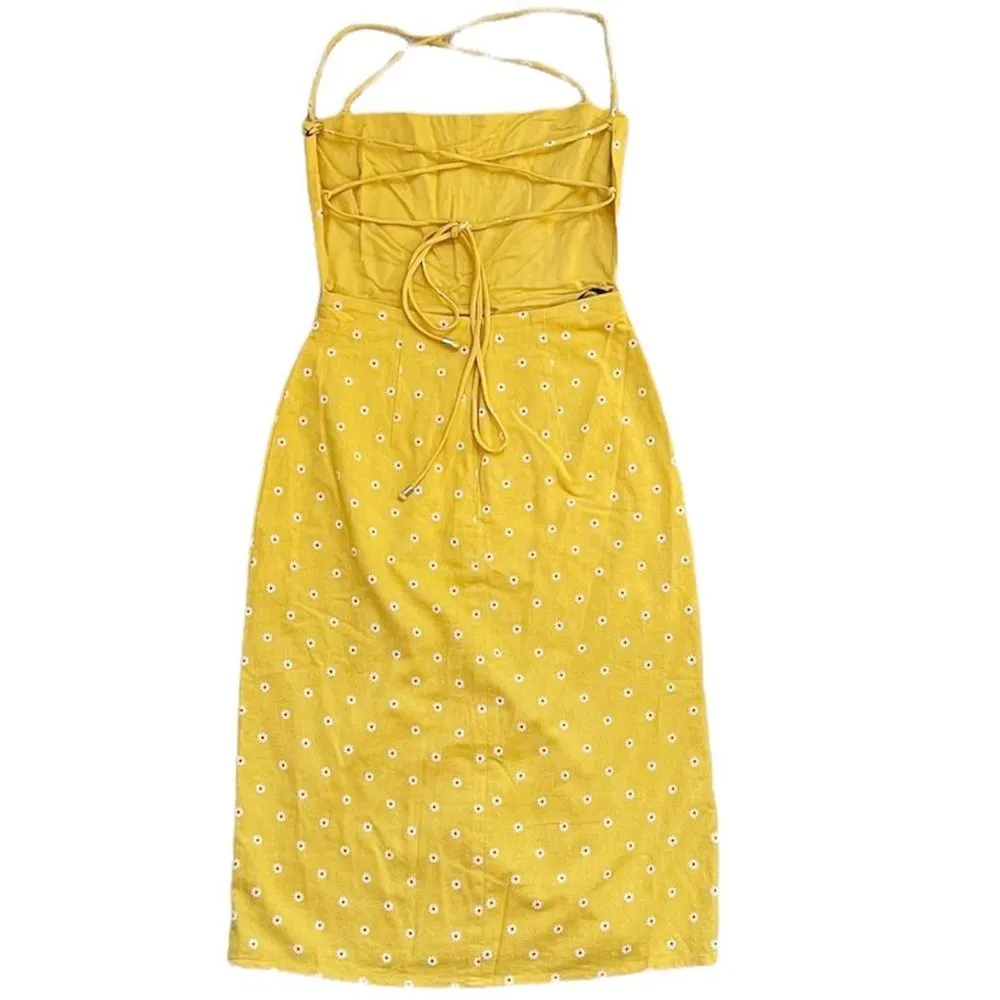 NWT Majorelle Yellow Daisy Lace Up Midi Dress - XXS - Image 64