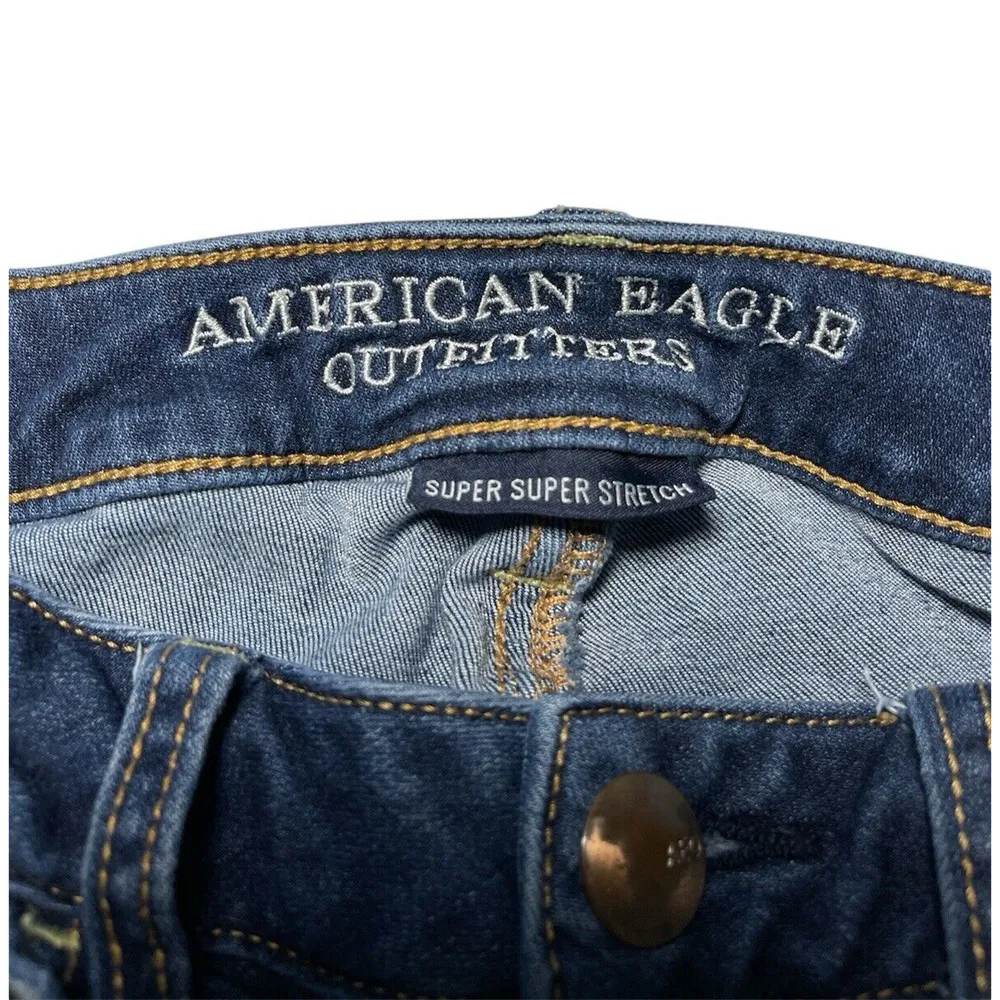 American Eagle Jeggings Womens Size 4 Long Jeans Super Stretch Denim Distressed - Image 7