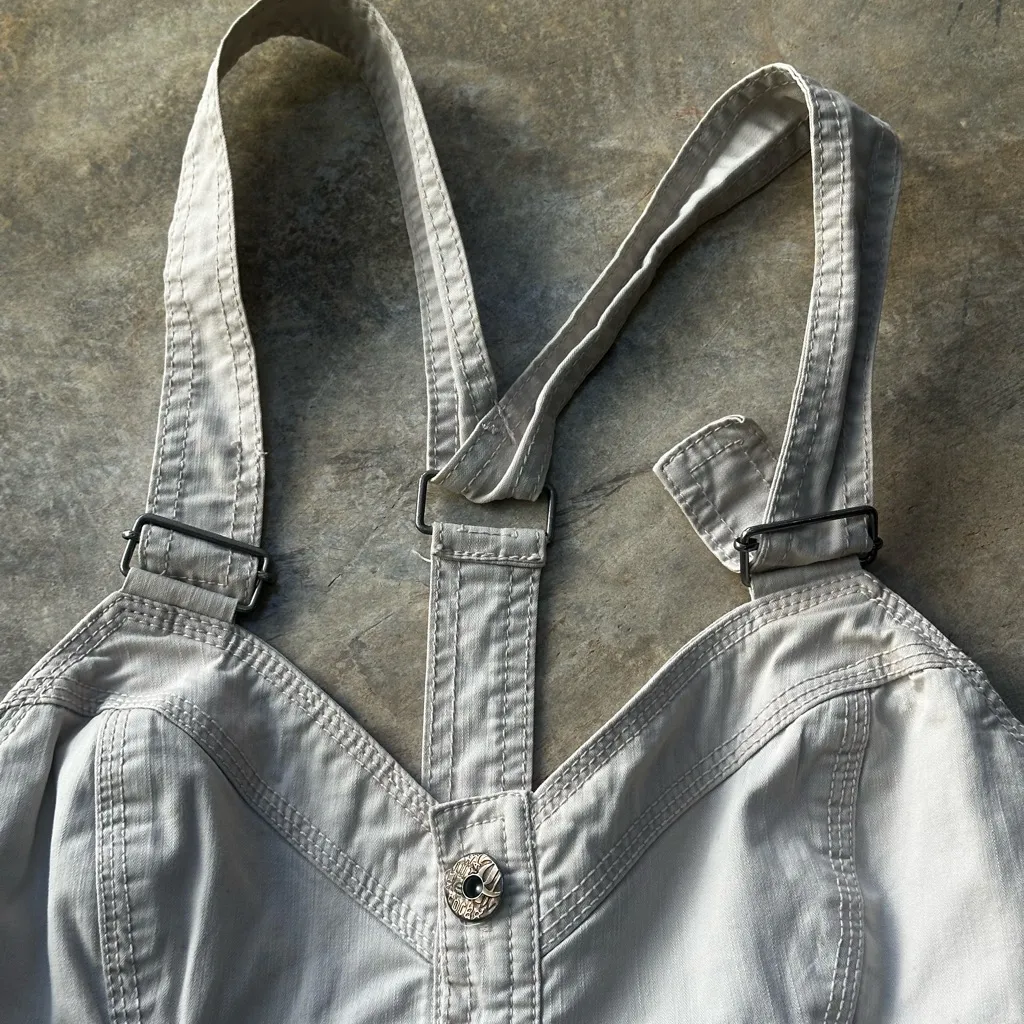 Zara Trf  90s inspired overall mini dress size M oatmeal white - Image 4