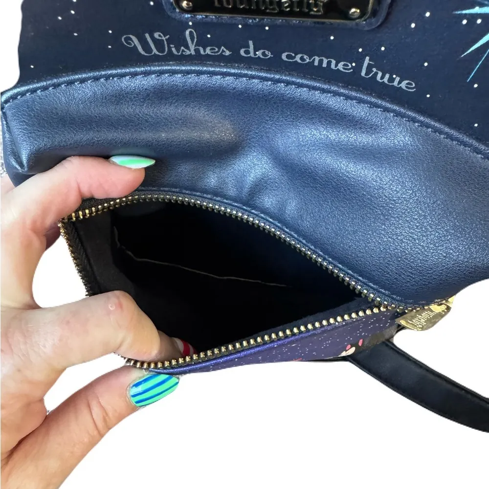 Loungefly Navy Fairy Wishes Do Come True Mini Backpack with Starry Design Disney - Image 3