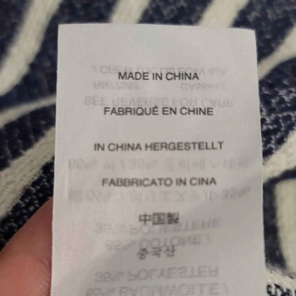 J Crew Baja Striped 3/4 Sleeve Hoodie Blue White Small - Image 7