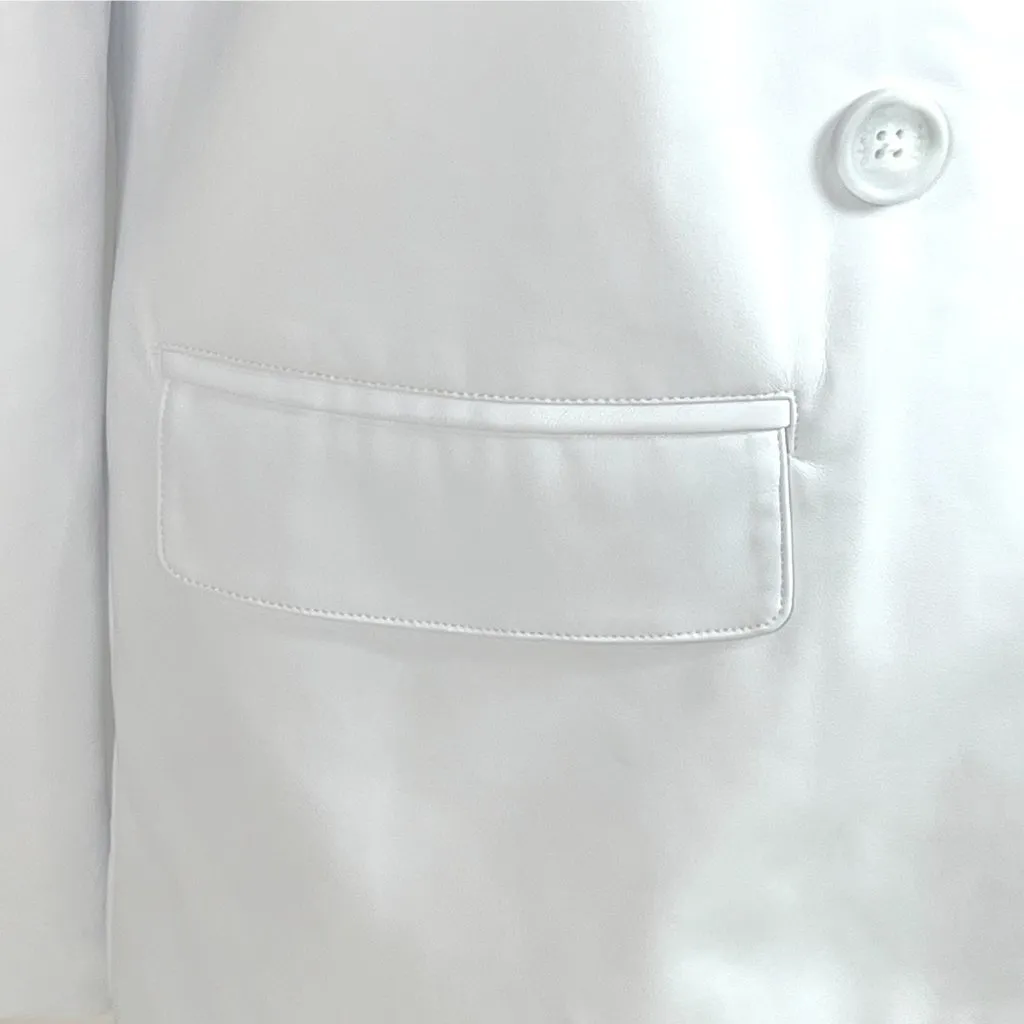 DKNY Double-Breasted Oversized Blue Artic Ice Faux Leather Blazer XS Boyfriend - Image 4