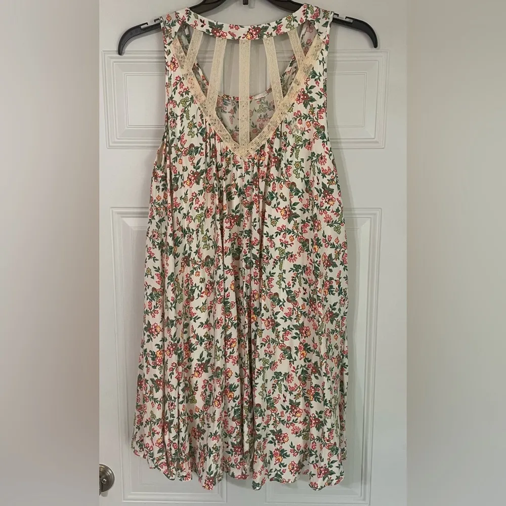 Entro Floral Lace Detailing Cottagecore Fairycore Peasant Babydoll Dress Medium - Image 5