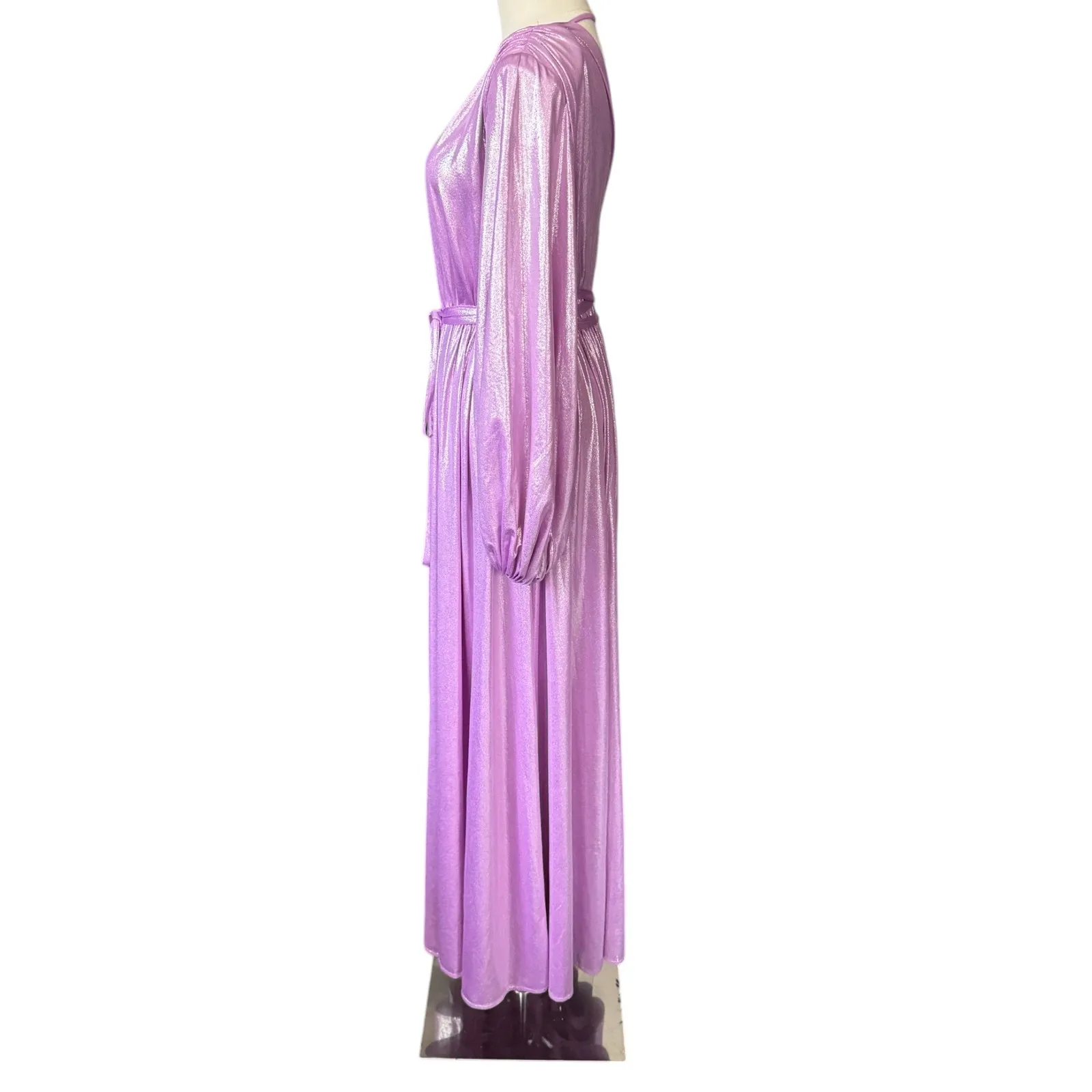 Bronx and Banco Zoe Lame Gown Cocktail Maxi Dress Purple Size‎ XS - Image 6